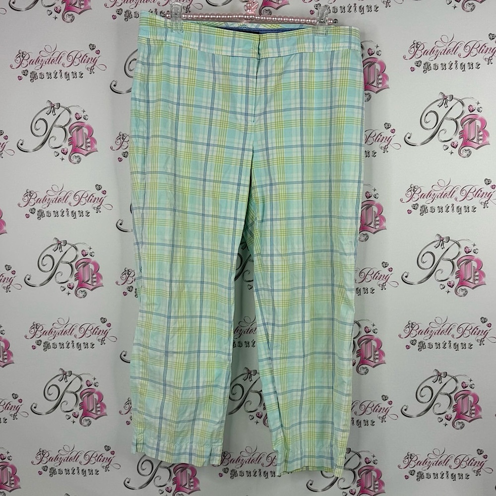 Talbots capri pants plaid pastel Light Blue and Green Plaid Pants